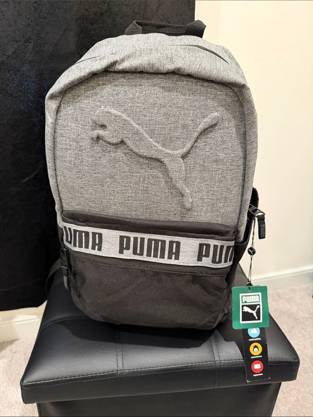 Puma Gray Two-Tone Logo Backpack